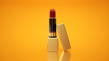 Sarı bir arka plan ruj. Şişe, Stil, makyaj, dudaklar, olmak