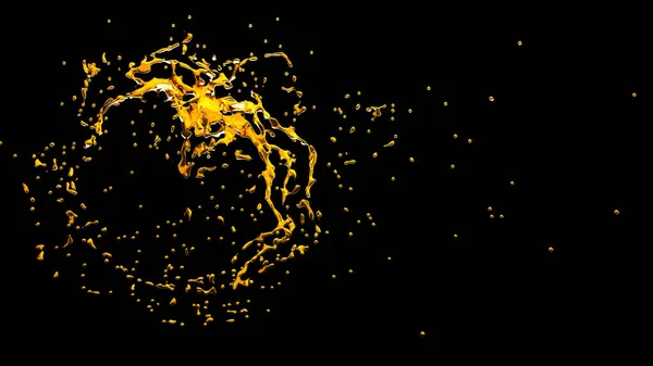Siyah bir arka plan bir CI şeklinde izole altın sıçrama — Stok fotoğraf