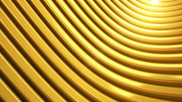 Goldener Hintergrund mit glatten Linien. 3D Illustration, 3D Renderi — Stockfoto