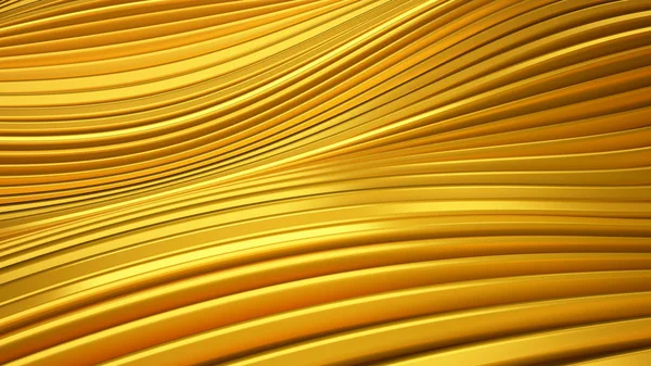 Fondo dorato con linee morbide. Illustrazione 3D, rendering 3D — Foto Stock