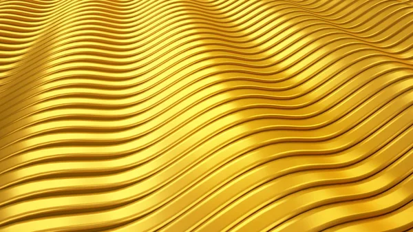 Goldener Hintergrund mit glatten Linien. 3D Illustration, 3D Renderi — Stockfoto