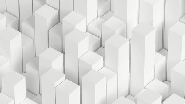 White abstract background with cube shapes. 3d illustration, 3d rendering.