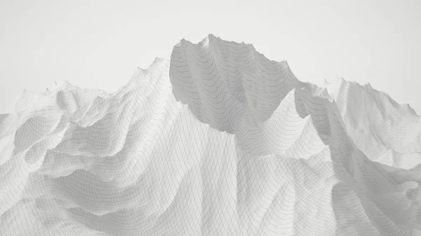 Bílé pozadí s úlevou a hory. 3D ilustrace, 3d — Stock fotografie