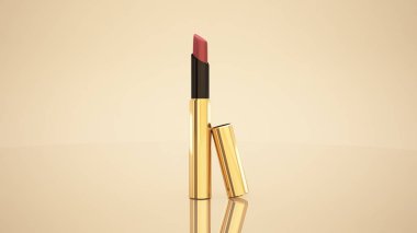 Sarı ve altın arka plan ruj. Şişe, ruj, TUV