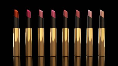 Siyah bir zemin üzerine ruj. Şişe, ruj, Aksesuar, arpacık