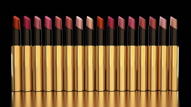 Siyah bir zemin üzerine ruj. Şişe, ruj, Aksesuar, arpacık