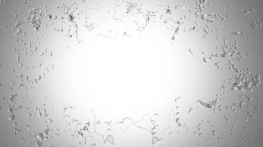 Siyah bir zemin üzerine su sıçrama. 3D Resim, 3d renderin