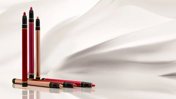 Lip pencils on a white background. Bottle, style, makeup, lips,