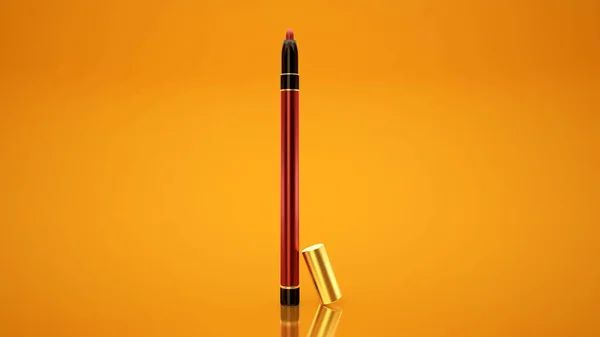 Lip Pencil on a yellow background. Bottle, style, makeup, lips,