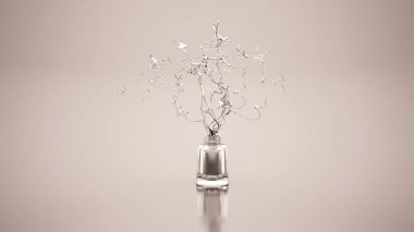 Modern arka plan gri, gümüş tırnak cilası ve sıçrama ile.