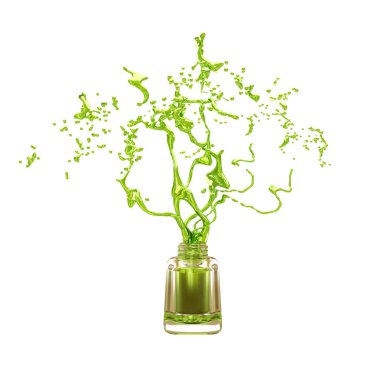 Sıçrama ile izole oje şişesi.