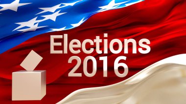 2016 bize seçimleri: arka plan bayrak ve oy sandığı bir ABD ile
