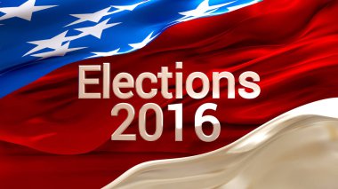 2016 bize seçimleri. Arka plan, 3d, illüstrasyon, bize bayrak.