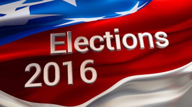2016 bize seçimleri. Arka plan, 3d, illüstrasyon, bize bayrak.