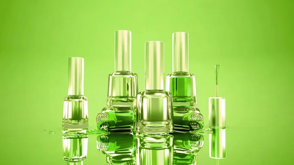 Verde Feliz verano fondo elegante con botellas de clavo polis —  Fotos de Stock