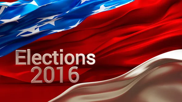 2016 ons verkiezingen. Achtergrond, 3d, illustratie, ons vlag. — Stockfoto