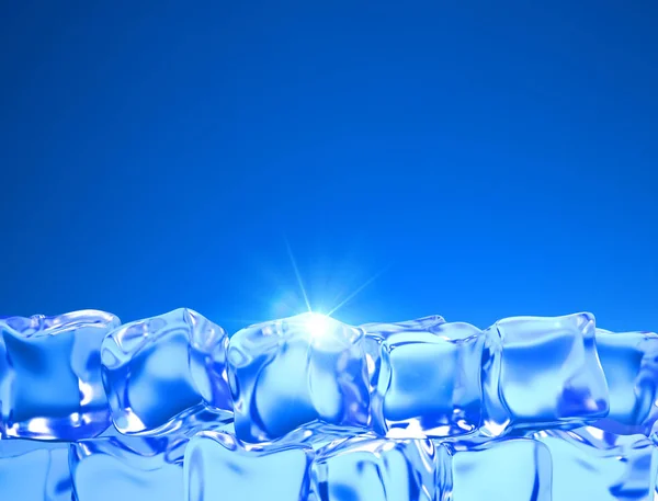 Fondo azul con una bandera de cubitos de hielo — Foto de Stock