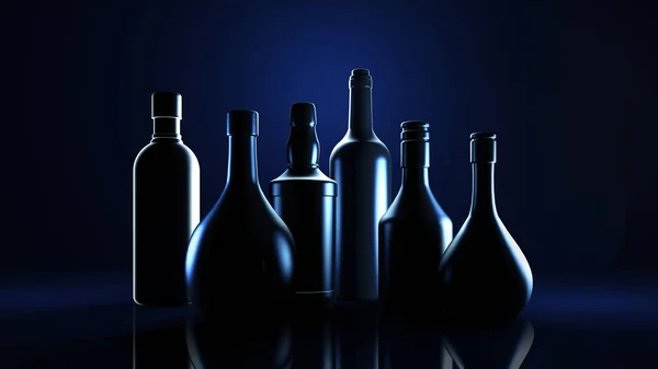 Stylové černé pozadí s lahví tvrdého alkoholu luxusu pro — Stock fotografie