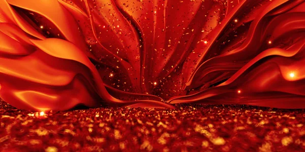 Hermoso fondo rojo con lentejuelas brillantes, brillo y lujo — Foto de Stock