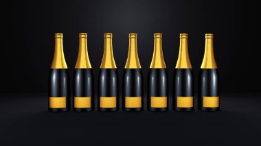Şampanya şişeleri siyah bir arka plan değildir