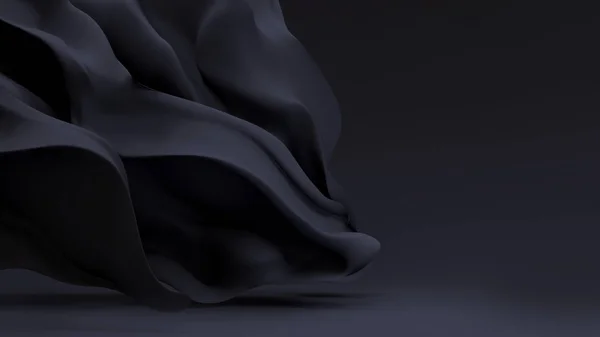 Elegante schwarze Form strömt, Gewebeflüssigkeit im schwarzen, leeren Rooo — Stockfoto