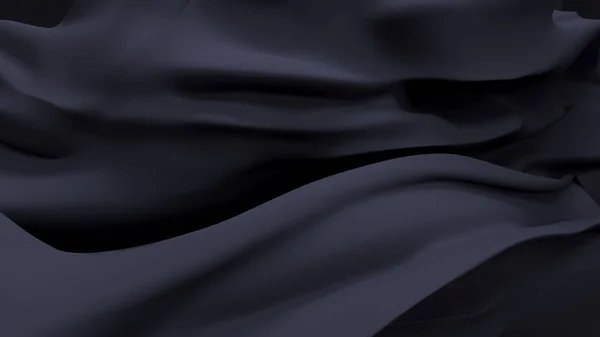 Forma preta elegante córregos, fluido de tecido no preto, vazio roo — Fotografia de Stock