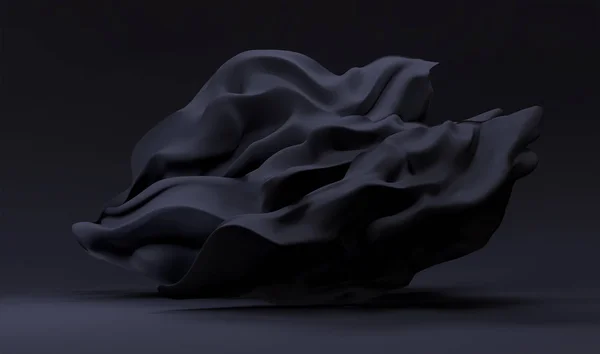 Elegante schwarze Form strömt, Gewebeflüssigkeit im schwarzen, leeren Rooo — Stockfoto