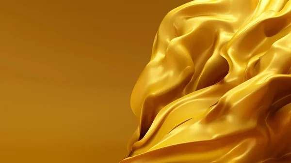 Fundo dourado na moda com a seda em desenvolvimento — Fotografia de Stock