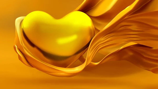 Fundo dourado brilhante com uma seda luxuosa e bela hea — Fotografia de Stock