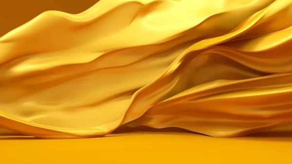 Belo tecido dourado, desenvolvendo o vento — Fotografia de Stock