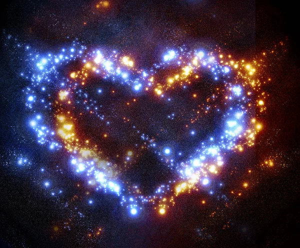Corazón Cósmico de colores rojos y azules de las estrellas —  Fotos de Stock