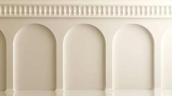 White 3d architectural background with arches and columns — Stock Photo, Image