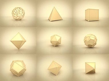 Geometrik şekiller kümesi altından