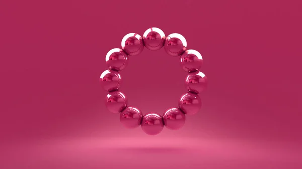 Fundo rosa com um círculo de bolas — Fotografia de Stock
