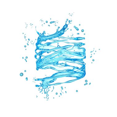 Beyaz arka plan üzerinde izole güzel açık mavi su sıçrama. 