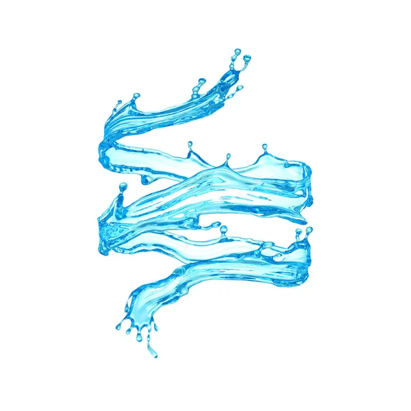 Belle éclaboussure d'eau bleue claire isolée sur fond blanc . — Photo