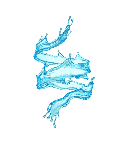Vackra klarblå vattenstänk isolerad på vit bakgrund. — Stockfoto