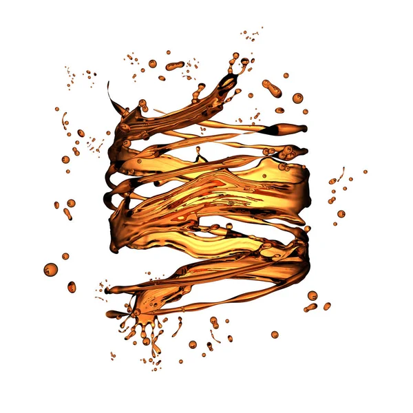 Spirale Spritzer Kaffee isoliert auf weißem Hintergrund. 3d illustr — Stockfoto