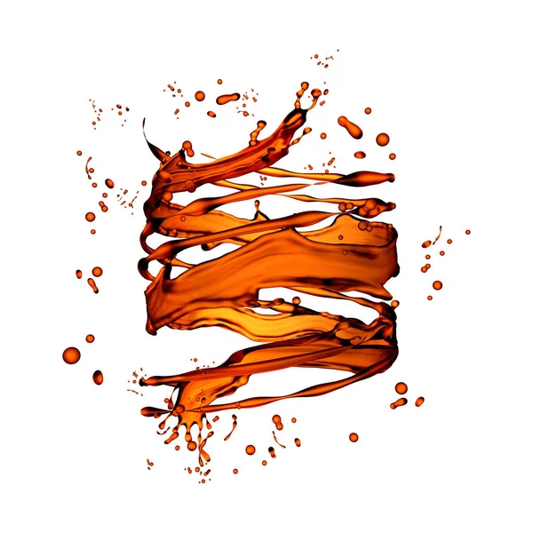 Spiral splash of coffee isolated on white background. 3d illustr — Stock Photo, Image