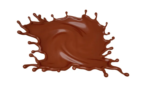 Salpicos isolados de chocolate quente. Ilustração 3d, renderização 3d . — Fotografia de Stock