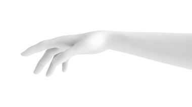 Beyaz arka plan 3D el hareketi. 3d illüstrasyon, görüntüleme.