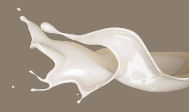 Bir tutam süt. 3d illüstrasyon, 3d canlandırma.