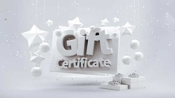 Cheque de regalo, certificado, año nuevo, Navidad, vacaciones. 3d illu —  Fotos de Stock