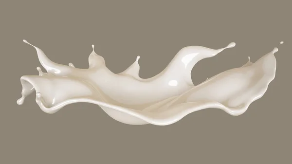 Un chorrito de leche. Ilustración 3d, representación 3d . —  Fotos de Stock