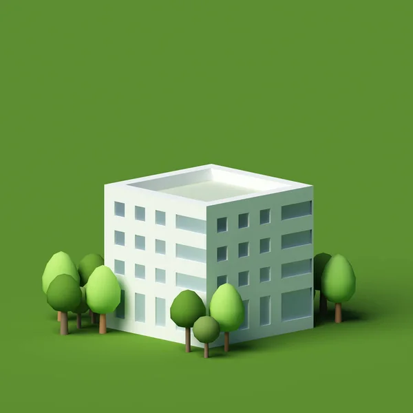 Höghus. 3D-illustration, 3D-återgivning. — Stockfoto