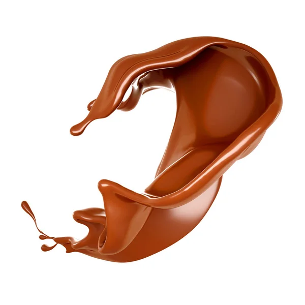 Un chorrito de chocolate. Ilustración 3d, representación 3d. —  Fotos de Stock