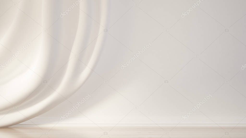 Interior with drapery and curtain. 3d illustration, 3d rendering