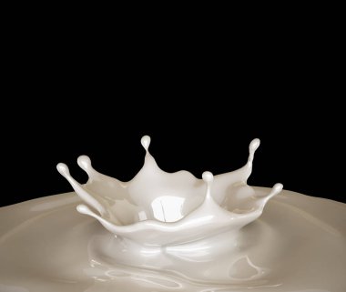 Bir tutam süt. 3d illüstrasyon, 3d canlandırma.