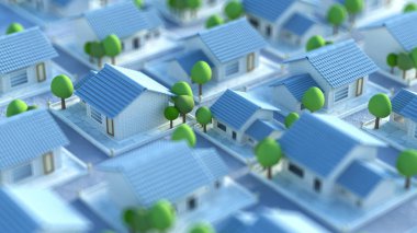 Köy köyü. 3d illüstrasyon, 3d canlandırma.