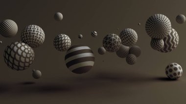 Toplarla siyah arkaplan. 3d illüstrasyon, 3d canlandırma.